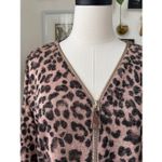 Soft Surroundings Valentina Zip Sweater Brown Leopard $75 M Photo 1