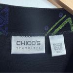 Chico's Chico’s Travelers One Button Open Cardigan Black Green Large Chico’s 2 Stretch Photo 2