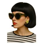 Vintage 60’s 70’s mod line green rhinestones clip style Photo 0