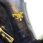 Prada Black Heeled Chunky Black Leather Boots Photo 9