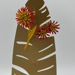 Vintage Yellow and Red Layered Flower Brooch Pin and Earrings Jewelry Photo 3