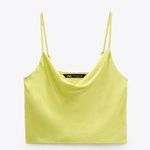 ZARA lime green satin cowl neck tank top Photo 0