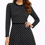 Maison Jules Women's Sweater Dress L Polka Dot Classic Coquette Preppy Work Retro Geometric Photo 0