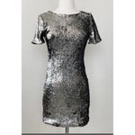 Topshop NWT  sequin Mini Party Dress Short sleeve Bronze Silver Metallic Size 2 Photo 3