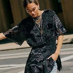 Free People ManukaBurnout Velvet Mini Women’s BlackDress Whimsigoth FairyBoho XS Photo 0