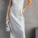 NWT VICI Metallic Cowl Neck‎ Midi Slip Dress Photo 0