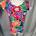 J.‎ Marie The Maya Top Womens Small Floral Bright Embroidered Birds Rayon Pink Photo 8