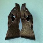 Liz Claiborne Seville leather wedge black strap chunky summer sandals size 6.5 M Photo 6