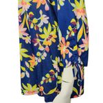 Caribbean Joe Women's Large Blue Floral Blouse 3/4 Sleeves Tie Detail NWT Cruise Photo 6