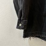 ZARA Women's Long Sleeve Button Collared Raw Hem Denim Shacket Size XS Black Photo 3