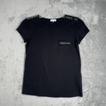 Claudie Pierlot Shirt Women Small Black Grommets Neutral Minimal‎ Gothic Grunge Photo 1