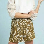 Anthropologie ett:twa  green & cream print shorts size S Photo 0