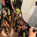 Floral sheer swim coverup Maxi Dress w/embroidery Trim size L high side slits Black Size L Photo 9