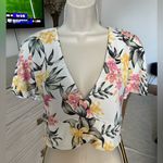 H&M Divided Multicolor Floral V-Neck Crop Top with Back Key Hole Photo 0