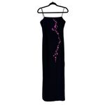 Arianna Rachel spaghetti straps black gown Sz 10 pink cherry blossom embroidery Photo 1