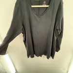 Isaac Mizrahi Live 2X Black Pima Cotton Essential V-Neck Long Sleeve Soft Knit Photo 2