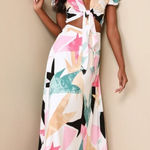 Lulus Two-Piece Maxi Dress / Skirt Set NWT XL Daydreaming White Print Blogger Photo 0