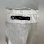 ZARA Linen Blend Ruffle Hem Belted Shirt Dress Cream/ Ivory Belted Size M Photo 7