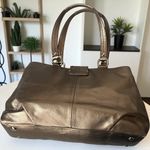 Coach Metallic Bronze Leather Buckle Shoulder Bag Satchel Handbag Purse Photo 4
