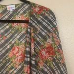 LuLaRoe Shirley Boho Plaid Floral Sheer Kimono Cover Up Size L Photo 3