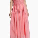 Vince Sleeveless V-Neck Smocked Ruched Midi Dress Rosetta Pink Pockets Sz S Photo 0
