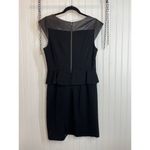 Cynthia Steffe Peplum Dress Womens BLack Leather Accent Cap Sleeve Size 12 Photo 3