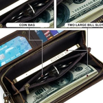 Men's Long Wallet with Chain Genuine Leather Biker Trucker Bifold Clutch Handbag Photo 1