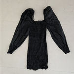 ZARA  Dress Shirred Puff Sleeve Black Mini Square Neck Bodycon Photo 1