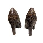 TWO LIPS Vintage Snakeskin Peep Toe Pumps Rhinestone Embellishment, Size 9M Brown Photo 3