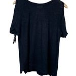 Seed Heritage Dark Navy Linen Short Sleeve Cold Shoulder Top With Tie Detail Photo 0