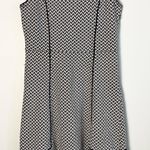 Lands End Knit Dress Black White Geometric Fit Flare Knee Length Sz 8 Sleeveless Photo 0