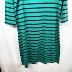 L.L. Bean Medium Dress Striped Boat Neck 3/4 Sleeve Shift Knit Green Navy 1771 Photo 6
