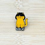 Bobcat Funny Cat Wearing A Wig Soft Enamel Pin Orange Photo 1