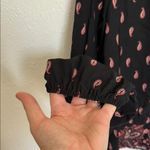 JustFab Black and Pink Tie Front Blouse with Long Sleeves Size Medium Photo 5