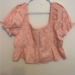 American Eagle  Pink Eyelet Puff Sleeve Peplum Top XL Cottagecore Photo 8