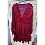 Halara Women's  Wine Red Velvet Long Sleeve Holiday Party Dress SZ 3X NWT -V Neck Photo 5