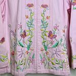 Quacker Factory Vintage  Floral Embroidered Zip Up Jacket Women’s Size Large Pink Photo 2