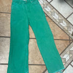ZARA green denim Women's Flare Jeans raw hem size 4 Photo 0