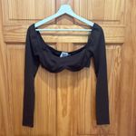 Princess Polly  Size 4 Becca Long-Sleeve Brown Crop Top Photo 1
