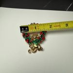 AJC Kitty Cat & Christmas Holly Berry Wreath Enamel Brooch Pin Gold Tone Signed Photo 1