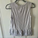 Banana Republic ⭐️  Light Grey Crewneck Crochet Hem Cotton Blend Tank Top XSMALL Photo 3