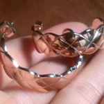 Diamond Cut Ion Plated Rose Gold Stainless Steel Half Hoop Earrings Photo 6