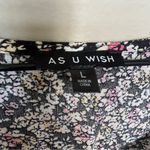 As You Wish As U Wish Black Floral Romper Button Down Shorts Set Short Sleeve NWT Size Large Photo 2