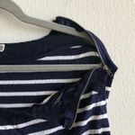 Pleione Tee Striped Navy Blue & White Zipper at Shoulders Top Scoop Neck XL EUC Photo 6