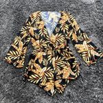 Boutique Triangle Bikini with Romper Coverup in Black Palms, Size M​​​​​ Photo 1