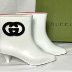 Gucci Authentic Rubber Ankle Boots White GG Logo Sz 38 New Pointed Toe Bootie Photo 12