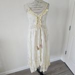 Dress V Neck Spaghetti Strap Sleeveless High Waist Bohemian Wedding Lace Dress Size M Photo 2