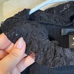 AQUA  Black 100% Cashmere sweater with removable  Lace neckline M Photo 2