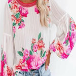 VICI Boho Sheer Floral Blouse Size Medium Photo 0