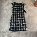 Mlle Gabrielle  Silver/Black Sequin Party Dress SIZE M Photo 2